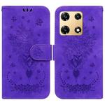 For Infinix Note 30 Pro Butterfly Rose Embossed Leather Phone Case(Purple)
