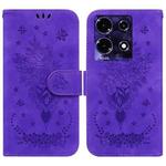 For Infinix Note 30i Butterfly Rose Embossed Leather Phone Case(Purple)