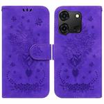 For Infinix Smart 7 India/7 Plus Butterfly Rose Embossed Leather Phone Case(Purple)