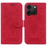 For Infinix Smart 7 India/7 Plus Butterfly Rose Embossed Leather Phone Case(Red)