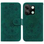 For Infinix Smart 7 HD Butterfly Rose Embossed Leather Phone Case(Green)