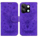 For Infinix Smart 7 HD Butterfly Rose Embossed Leather Phone Case(Purple)