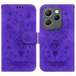For Infinix Hot 40 / 40 Pro Butterfly Rose Embossed Leather Phone Case(Purple)
