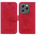 For Infinix Hot 40 / 40 Pro Butterfly Rose Embossed Leather Phone Case(Red)