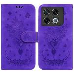 For Infinix GT 20 Pro Butterfly Rose Embossed Leather Phone Case(Purple)