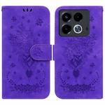 For Infinix Note 40 4G Butterfly Rose Embossed Leather Phone Case(Purple)
