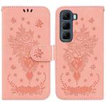 For Infinix Hot 50 4G Butterfly Rose Embossed Leather Phone Case(Pink)