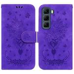 For Infinix Hot 50 5G Butterfly Rose Embossed Leather Phone Case(Purple)