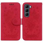 For Infinix Hot 50 5G Butterfly Rose Embossed Leather Phone Case(Red)