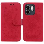 For Infinix Hot 50i / Smart 9 Butterfly Rose Embossed Leather Phone Case(Red)