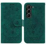 For Infinix Hot 50 Pro 4G Butterfly Rose Embossed Leather Phone Case(Green)