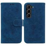 For Infinix Hot 50 Pro+ 4G Butterfly Rose Embossed Leather Phone Case(Blue)