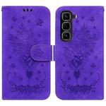For Infinix Hot 50 Pro+ 4G Butterfly Rose Embossed Leather Phone Case(Purple)