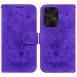 For Infinix Note 50 Pro+ Butterfly Rose Embossed Leather Phone Case(Purple)