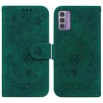 For Nokia C12 Butterfly Rose Embossed Leather Phone Case(Green)