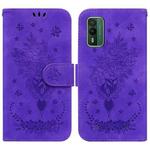 For Nokia C22 Butterfly Rose Embossed Leather Phone Case(Purple)