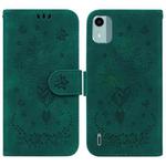 For Nokia C12 Butterfly Rose Embossed Leather Phone Case(Green)