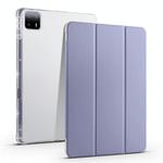 For Xiaomi Pad 6 Max 14 3-fold Clear TPU Smart Leather Tablet Case with Pen Slot(Lavender Purple)