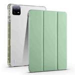 For Xiaomi Pad 7 / 7 Pro 3-fold Clear TPU Smart Leather Tablet Case with Pen Slot(Green)