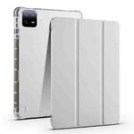 For Xiaomi Pad 7 / 7 Pro 3-fold Clear TPU Smart Leather Tablet Case with Pen Slot(Space Gray)