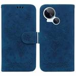 For Tecno Spark 10 5G Butterfly Rose Embossed Leather Phone Case(Blue)