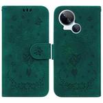 For Tecno Spark 10 5G Butterfly Rose Embossed Leather Phone Case(Green)