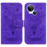 For Tecno Spark 10 5G Butterfly Rose Embossed Leather Phone Case(Purple)
