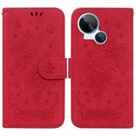 For Tecno Spark 10 5G Butterfly Rose Embossed Leather Phone Case(Red)