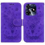 For Tecno Spark 10 Pro Butterfly Rose Embossed Leather Phone Case(Purple)