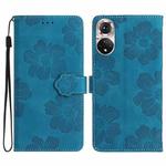 For Honor 50 Flower Embossing Pattern Leather Phone Case(Blue)