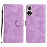 For Honor 50 Flower Embossing Pattern Leather Phone Case(Purple)