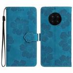 For Honor 50 Lite Flower Embossing Pattern Leather Phone Case(Blue)