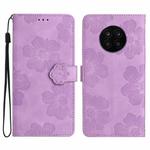 For Honor 50 Lite Flower Embossing Pattern Leather Phone Case(Purple)