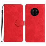 For Honor 50 Lite Flower Embossing Pattern Leather Phone Case(Red)