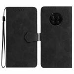 For Honor 50 Lite Flower Embossing Pattern Leather Phone Case(Black)