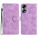 For Honor 70 Flower Embossing Pattern Leather Phone Case(Purple)