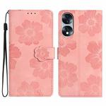 For Honor 70 Flower Embossing Pattern Leather Phone Case(Pink)