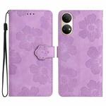 For Honor X7 / Play 30 Plus Flower Embossing Pattern Leather Phone Case(Purple)