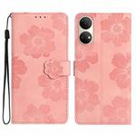 For Honor X7 / Play 30 Plus Flower Embossing Pattern Leather Phone Case(Pink)