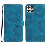 For Honor X8 / X30i Flower Embossing Pattern Leather Phone Case(Blue)