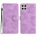 For Honor X8 / X30i Flower Embossing Pattern Leather Phone Case(Purple)