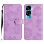 For Honor 90 Lite Flower Embossing Pattern Leather Phone Case(Purple)