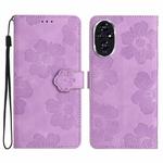 For Honor 200 Flower Embossing Pattern Leather Phone Case(Purple)