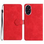 For Honor 200 Flower Embossing Pattern Leather Phone Case(Red)