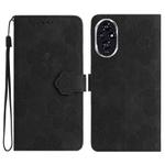 For Honor 200 Flower Embossing Pattern Leather Phone Case(Black)