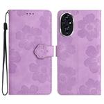 For Honor 200 Pro Flower Embossing Pattern Leather Phone Case(Purple)