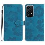 For Honor 200 Lite Global Flower Embossing Pattern Leather Phone Case(Blue)