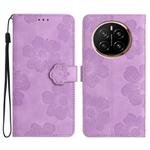 For Honor Magic7 Pro Flower Embossing Pattern Leather Phone Case(Purple)
