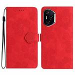 For Honor 400 Global 156.5mm Flower Embossing Pattern Leather Phone Case(Red)