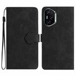 For Honor 400 Global 156.5mm Flower Embossing Pattern Leather Phone Case(Black)